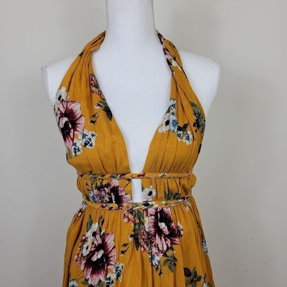 Illa Illa Floral Halter Dress. Yellow S#012 - Picture 4 of 14